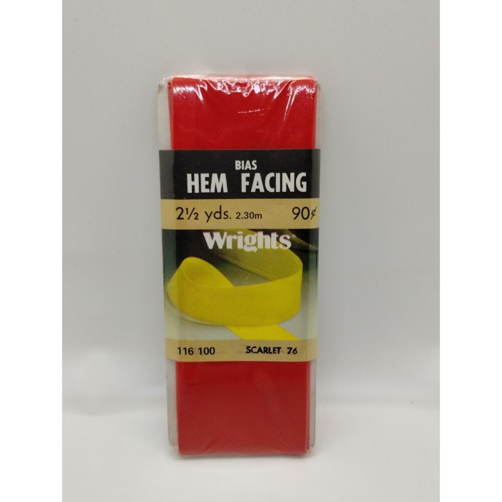 Wrights Bias Hem Facing 2.5 yds - Scarlet 76 NOS - 116 100